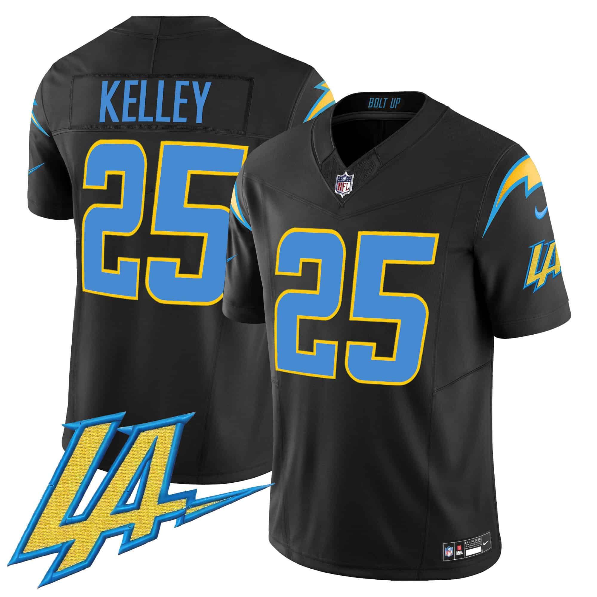Men Los Angeles Chargers #25 Kelley Black 2024 Nike Vapor Limited NFL Jersey style 1->indianapolis colts->NFL Jersey